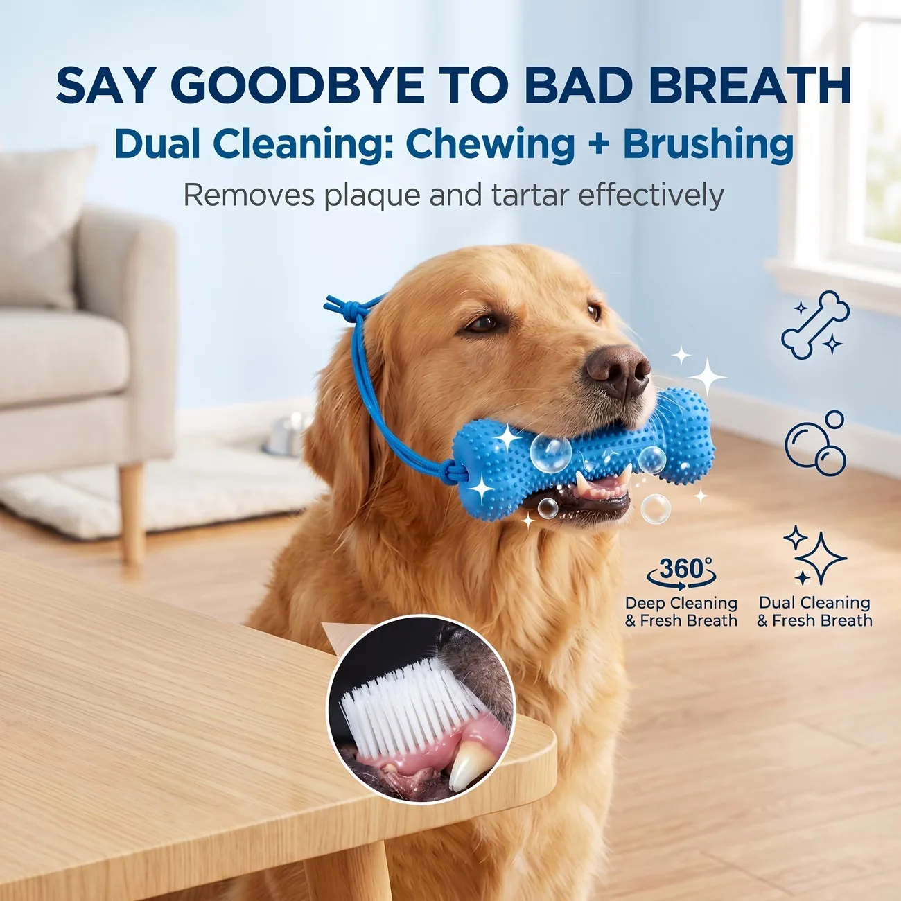 Teeth Cleaning Dog Chew Bone - Многоразовая резиновая игрушка-косточка для собак, двойного
